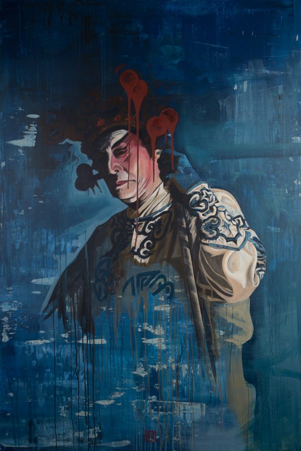 Chinese Opera Man, acrylic on canvas painting, Thomas Powell artist 2018