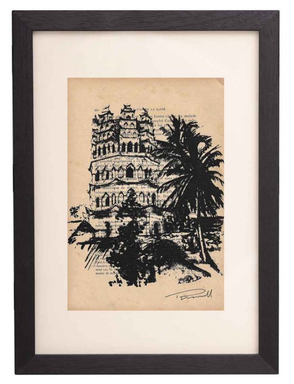 Kek Lok Si, Penang, Temple, Acrylic screen print on paper, Thomas Powell Artist