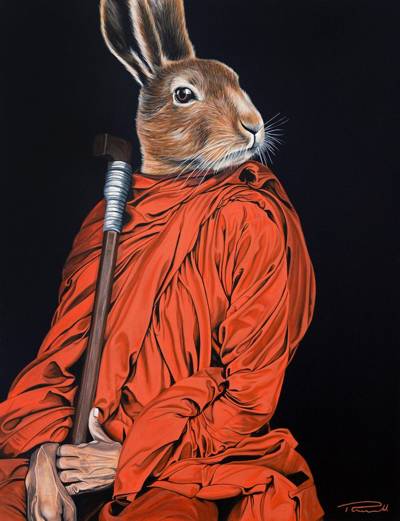 Acrylic painting on canvas, Chinese Zodiac Rabbit on Canvas, by Thomas Powell Artist 2014