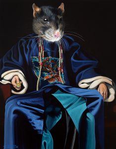 Acrylic painting on canvas, Chinese Zodiac Rat on Canvas, by Thomas Powell Artist 2014