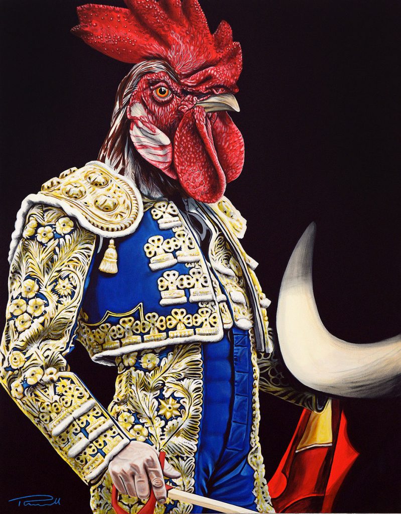 Acrylic painting on canvas, Chinese Zodiac Rooster on Canvas, by Thomas Powell Artist 2014